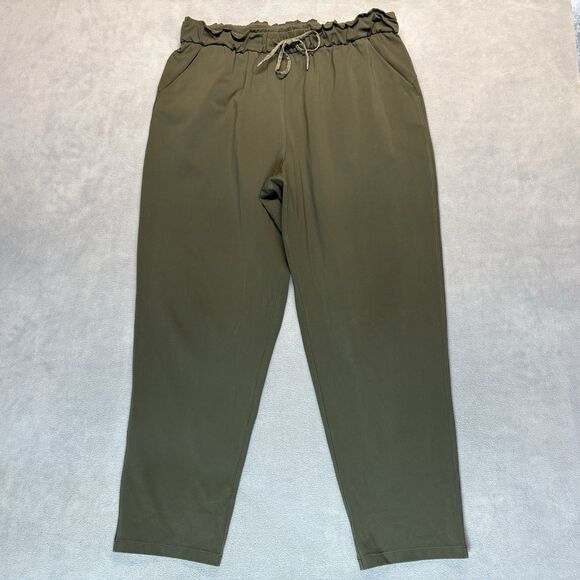 Lululemon Size 14 Keep Moving Pant 7/8 High Rise Green Paperbag Elastic Waist - Picture 2 of 11
